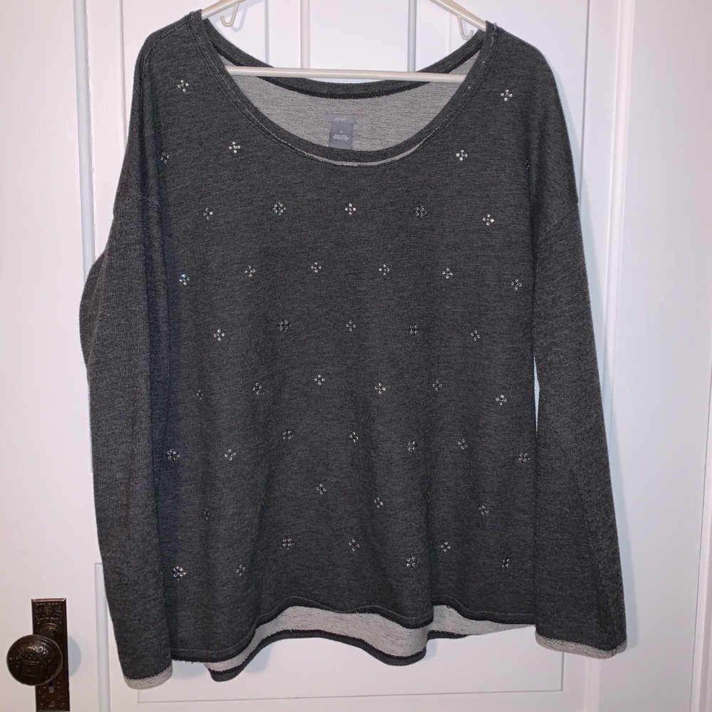Grey Rhinestone Top